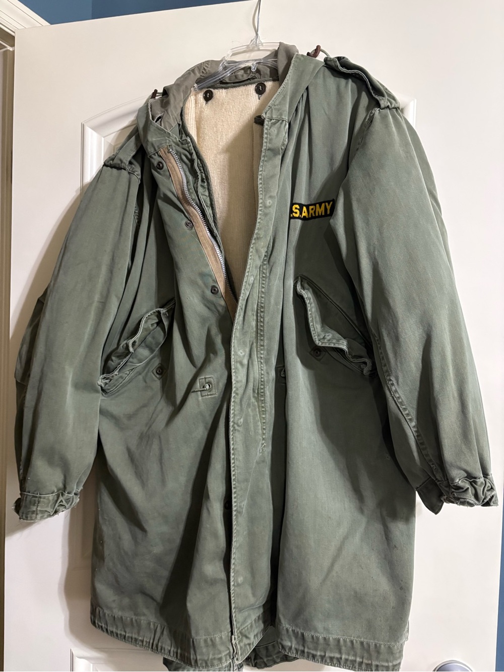 U.S. Army Olive Green Field Parka with Sherpa Lining